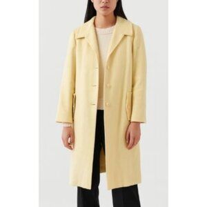 Womens Size Large Yellow Winter Classic  Outerwear Wool Blend Casual Long Coat
